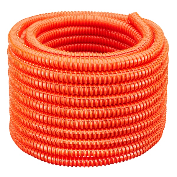 1"x100Ft Flexible Corrugated Orange PVC Split Tubing Wire Loom